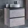 Купить COMFORTY. Тумба-умывальник "Эдинбург-60-2" бетон светлый с черной столешницей с отверстием под смеситель, с раковиной COMFORTY 9111 (00-00005701) по цене 36300 руб., в Санкт-Петебруге в интернет магазине 100-Систем, а также дургие товары COMFORTY из раздела Тумбы с умывальником и Мебель для ванной комнаты