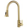 Купить Смеситель для кухни с выдвижным изливом WONZON & WOGHAND, Брашированное золото (WW-121E201L-BG) (ww-121e201l-bg) по цене 9176 руб., в Санкт-Петебруге в интернет магазине 100-Систем, а также дургие товары WONZON & WOGHAND из раздела Рычажные смесители и Смесители для кухни