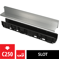 Купить ALCA PLAST Щелевой дренажный канал асимметричный 100 мм из оцинкованной  стали, арт. AVZ101-R121 (avz101-r121) по цене 28036 руб., в Санкт-Петебруге в интернет магазине 100-Систем, а также дургие товары AlcaPlast из раздела Лотки и Душевые лотки и душевые трапы