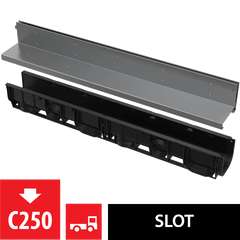 Купить ALCA PLAST Щелевой дренажный канал асимметричный 100 мм из нержавеющей   стали, арт. AVZ101-R321 (avz101-r321) по цене 35539 руб., в Санкт-Петебруге в интернет магазине 100-Систем, а также дургие товары AlcaPlast из раздела Лотки и Душевые лотки и душевые трапы