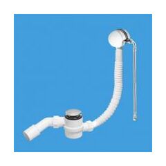 Купить Трап бутылочный (1½"х40мм) для ванн с наполнением через узел раздвижного перелива (L330-700ммхD34мм) в комплекте с подающим шлангом, металлическими 70мм сливной решеткой и пробкой тип-"кнопка"; высота гидрозатвора 50мм; выход Дн=40 (mrb9cbcl) по цене 32885 руб., в Санкт-Петебруге в интернет магазине 100-Систем, а также дургие товары McALPINE из раздела Слив-перелив и Сифоны для ванн, поддонов