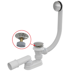 Купить Слив-перелив Alcadrain A504CKM-120 Click-Clack Хром Белый (a504ckm-120) по цене 8657 руб., в Санкт-Петебруге в интернет магазине 100-Систем, а также дургие товары AlcaPlast из раздела Слив-перелив и Сифоны для ванн, поддонов