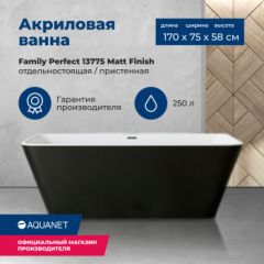 Купить Акриловая ванна Aquanet Family Perfect 170x75 13775 Matt Finish (панель Black matte) (13775-mw-mb) по цене 97572 руб., в Санкт-Петебруге в интернет магазине 100-Систем, а также дургие товары AQUANET из раздела Акриловые ванны и Ванны