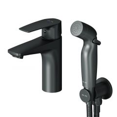 Купить F90A03022 Gem, смеситель для умывальника с гиг.душем, излив 99 мм, черный, шт (f90a03022) по цене 26990 руб., в Санкт-Петебруге в интернет магазине 100-Систем, а также дургие товары AM.PM из раздела Гигиенический душ со смесителем и Гигиенический душ