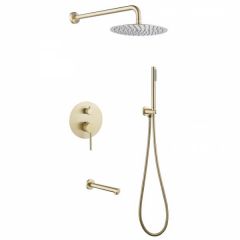 Купить Душевая система ABBER Emotion AF8817G скрытого монтажа с изливом, золото матовое (af8817g) по цене 44320 руб., в Санкт-Петебруге в интернет магазине 100-Систем, а также дургие товары ABBER из раздела Душевые комплекты встраиваемого монтажа и Душевые комплекты встраиваемого монтажа