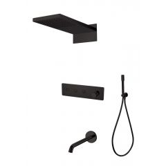 Купить Встроенная душевая система FUSION, трехпозиционная BLACK с изливом (130-2-b) по цене 125944 руб., в Санкт-Петебруге в интернет магазине 100-Систем, а также дургие товары BOHEME из раздела Душевые комплекты встраиваемого монтажа и Душевые комплекты встраиваемого монтажа