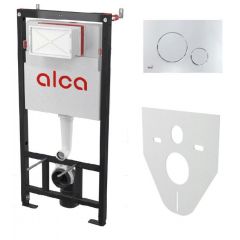 Купить Set Инсталляции AM101/1120-4:1 RU с кнопкой M671 хром глянец + M91 (2 места) (am101/1120-4:1 ru m671-0001) по цене 31041 руб., в Санкт-Петебруге в интернет магазине 100-Систем, а также дургие товары AlcaPlast из раздела Инсталляции для унитазов и Инсталляции