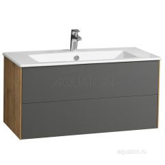 Купить Тумба под раковину AQUATON Сохо 100 дуб веллингтон, графит софт 1A258201AJA00 (1a258201aja00) по цене 21518 руб., в Санкт-Петебруге в интернет магазине 100-Систем, а также дургие товары AQUATON из раздела Тумбы под раковину и Мебель для ванной комнаты