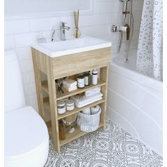 Купить 1MARKA Тумба с раковиной Revo 50Н 3 полки Дуб Сонома (у98621) по цене 9888 руб., в Санкт-Петебруге в интернет магазине 100-Систем, а также дургие товары 1MARKA из раздела Тумбы с умывальником и Мебель для ванной комнаты