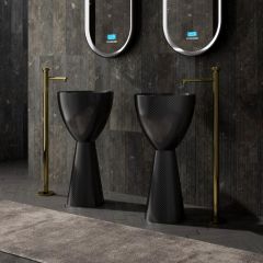 Купить Раковина отдельностоящая карбоновая ABBER Karbon AK2003 черная (ak2003) по цене 270000 руб., в Санкт-Петебруге в интернет магазине 100-Систем, а также дургие товары ABBER из раздела Напольные раковины и Раковины и пьедесталы