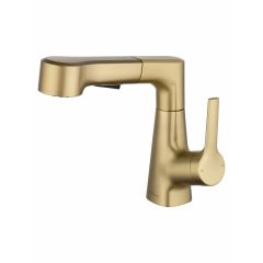 Купить Смеситель для раковины с выдвижным изливом WONZON & WOGHAND, Брашированное золото (WW-121B108-BG) (ww-121b108-bg) по цене 15849 руб., в Санкт-Петебруге в интернет магазине 100-Систем, а также дургие товары WONZON & WOGHAND из раздела Рычажные смесители и Смесители для раковины