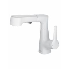 Купить Смеситель для раковины с выдвижным изливом WONZON & WOGHAND, Белый матовый (WW-121B108-MW) (ww-121b108-mw) по цене 13068 руб., в Санкт-Петебруге в интернет магазине 100-Систем, а также дургие товары WONZON & WOGHAND из раздела Рычажные смесители и Смесители для раковины