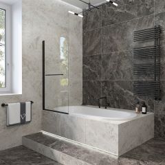 Купить Шторка для ванной  Veconi  Palau 90x150 стекло прозрачное профиль черный PL79B-90-01-C4 (pl79b-90-01-c4) по цене 15486 руб., в Санкт-Петебруге в интернет магазине 100-Систем, а также дургие товары Veconi из раздела Стеклянные шторки для ванн и Сантехника