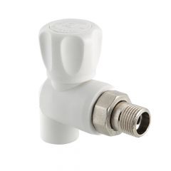 Купить Кран PPR со сгоном угловой 25х3/4" (vtp.718.0.02505) по цене 1003 руб., в Санкт-Петебруге в интернет магазине 100-Систем, а также дургие товары VALTEC из раздела Фитинги белые полипропиленовые 25 и Трубы и фитинги белые полипропиленовые