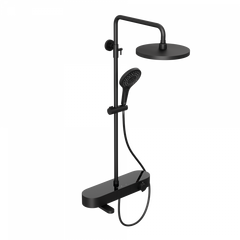 Купить Душевая система Abelsberg Intensa SNS52655MB с термостатом и полкой для ванны и душа, вулканический черный (sns52655mb) по цене 52990 руб., в Санкт-Петебруге в интернет магазине 100-Систем, а также дургие товары Abelsberg из раздела Душевые стойки и Душевые стойки, системы, панели, гарнитуры