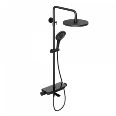 Купить Душевая система Abelsberg Lineara SNS52791MB с термостатом и полкой для ванны и душа, вулканический черный (sns52791mb) по цене 36990 руб., в Санкт-Петебруге в интернет магазине 100-Систем, а также дургие товары Abelsberg из раздела Душевые стойки и Душевые стойки, системы, панели, гарнитуры