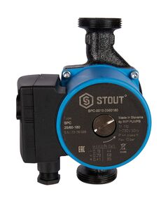 Купить SPC-0010-2560180 STOUT Насос циркуляционный 25/60-180 (SPC-0010-2560180) по цене 11440 руб., в Санкт-Петебруге в интернет магазине 100-Систем, а также дургие товары STOUT из раздела Насосы циркуляционные и Насосы и насосное оборудование