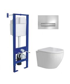 Купить Комплект BERGES: инсталляция АТОМ Line кнопка хром глянец, унитаз OKUS Rimless 49 см, сиденье дюропласт микролифт, быстросъём (043392) по цене 30900 руб., в Санкт-Петебруге в интернет магазине 100-Систем, а также дургие товары BERGES из раздела Готовые решения и Инсталляции