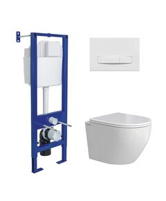 Купить Комплект BERGES: инсталляция АТОМ Line кнопка белая, унитаз OKUS Rimless 49 см, сиденье дюропласт микролифт, быстросъём (043394) по цене 29800 руб., в Санкт-Петебруге в интернет магазине 100-Систем, а также дургие товары BERGES из раздела Готовые решения и Инсталляции
