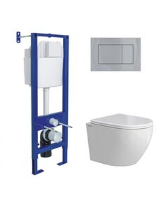 Купить Комплект BERGES: инсталляция АТОМ кнопка хром глянец, унитаз OKUS Rimless 49 см, сиденье дюропласт микролифт, быстросъём (043395) по цене 30900 руб., в Санкт-Петебруге в интернет магазине 100-Систем, а также дургие товары BERGES из раздела Готовые решения и Инсталляции
