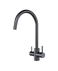 Купить F85B07722 X-Joy, смеситель для кухни с С-изливом с каналом для питьевой воды, черный (F85B07722) по цене 9990 руб., в Санкт-Петебруге в интернет магазине 100-Систем, а также дургие товары AM.PM из раздела Смесители с подключением фильтра и Смесители для кухни