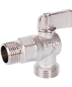 Купить STOUT  Кран шаровой угловой для бытовой техники 1/2" х 3/4" (svb-0059-001234) по цене 611 руб., в Санкт-Петебруге в интернет магазине 100-Систем, а также дургие товары STOUT из раздела Краны для подключения бытовой техники и Шаровые краны