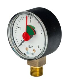 Купить STOUT SIM-0008 Манометр радиальный с указателем предела. Корпус Dn 50 мм 1/4", 0...4 бар, кл.2.5 (sim-0008-500408) по цене 752 руб., в Санкт-Петебруге в интернет магазине 100-Систем, а также дургие товары STOUT из раздела Манометры и Контрольно-измерительные приборы
