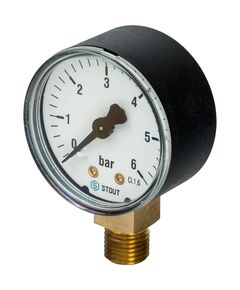 Купить STOUT SIM-0010 Манометр радиальный. Корпус Dn 50 мм 1/4" , 0...6 бар, кл.2.5 (sim-0010-500608) по цене 752 руб., в Санкт-Петебруге в интернет магазине 100-Систем, а также дургие товары STOUT из раздела Манометры и Контрольно-измерительные приборы
