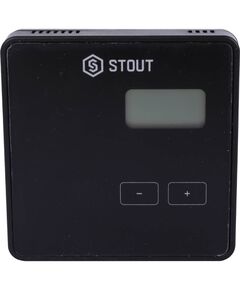 Купить STOUT  Беспроводной комнатный двухпозиционный регулятор ST-294v2, черный (ste-0101-029422) по цене 13036 руб., в Санкт-Петебруге в интернет магазине 100-Систем, а также дургие товары STOUT из раздела Управляющие модули и Автоматика для водяного теплого пола
