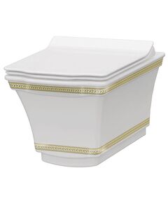 Купить BOHEME Подвесной Унитаз с узором Hermitage GOLD с технологией RIMLESS - безободковый смыв, имеет скрытый монтаж и экономичный смыв 4л. 951-G (951-G) по цене 54642 руб., в Санкт-Петебруге в интернет магазине 100-Систем, а также дургие товары BOHEME из раздела Унитазы подвесные и Унитазы