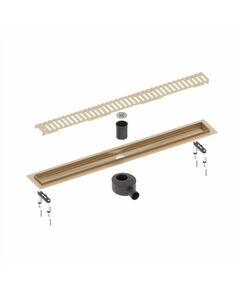 Купить Душевой лоток TIMO Drain System 700 с вставкой "lines", Золото матовое (ds230107/17) по цене 38000 руб., в Санкт-Петебруге в интернет магазине 100-Систем, а также дургие товары TIMO из раздела Лотки и Душевые лотки и душевые трапы