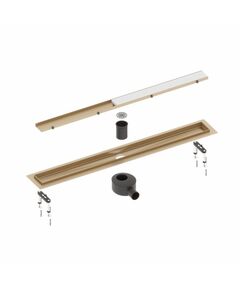 Купить Душевой лоток TIMO Drain System 1000 с двусторонней панелью "plate" под плитку, Золото матовое (ds230210/17) по цене 52000 руб., в Санкт-Петебруге в интернет магазине 100-Систем, а также дургие товары TIMO из раздела Лотки и Душевые лотки и душевые трапы