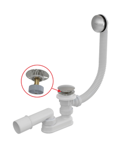 Купить Слив-перелив Alcadrain A504CKM-120 Click-Clack Хром Белый (a504ckm-120) по цене 8657 руб., в Санкт-Петебруге в интернет магазине 100-Систем, а также дургие товары AlcaPlast из раздела Слив-перелив и Сифоны для ванн, поддонов