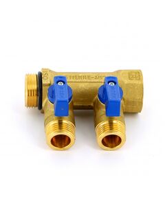 Купить Коллектор 2 отв. с шар. клапанами 3/4*1/2" (латунь) O-ring синие ручки (1820072) по цене 2961 руб., в Санкт-Петебруге в интернет магазине 100-Систем, а также дургие товары  из раздела Запорные коллекторы и Коллекторы и коллекторные группы