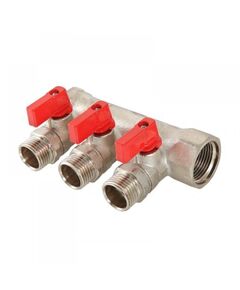 Купить Коллектор Valtec никель с шаровым краном  1"х1/2" НР - 2 отвода. 10бар. t-110*С (vtc.580.n.0602) по цене 1561 руб., в Санкт-Петебруге в интернет магазине 100-Систем, а также дургие товары VALTEC из раздела Запорные коллекторы и Коллекторы и коллекторные группы