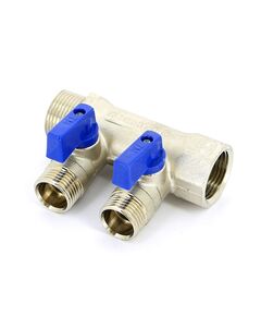 Купить Коллектор 2 отв. с шар. клапанами 1*1/2"(16) (никель) (1820010 / 1832n160402) по цене 3175 руб., в Санкт-Петебруге в интернет магазине 100-Систем, а также дургие товары  из раздела Запорные коллекторы и Коллекторы и коллекторные группы
