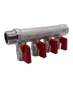 Купить Коллектор 4 отв. с шар. клапанами 3/4*1/2"(16) (никель) (1820049 / 1824n160404) по цене 5464 руб., в Санкт-Петебруге в интернет магазине 100-Систем, а также дургие товары  из раздела Запорные коллекторы и Коллекторы и коллекторные группы