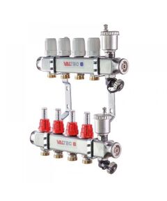 Купить Коллекторная группа Valtec 10выходов 1"-3/4". (2загл. 2возд. 2сл.крана.2кронш.) нерж.сталь. с расход (vtc.586.emnx.0610) по цене 38836 руб., в Санкт-Петебруге в интернет магазине 100-Систем, а также дургие товары VALTEC из раздела Коллекторы теплого пола и Коллекторы и коллекторные группы