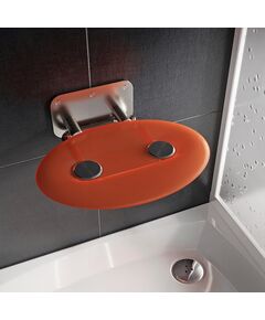 Купить Универсальное складное сиденье для душа OVO-P II-ORANGE (b8f0000050) по цене 37290 руб., в Санкт-Петебруге в интернет магазине 100-Систем, а также дургие товары RAVAK из раздела Поручни, сиденья, стойки для ванны и душа и Аксессуары для ванной комнаты