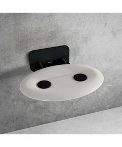 Купить Универсальное складное сиденье для душа OVO-P II-OPAL/BLACK (b8f0000057) по цене 22770 руб., в Санкт-Петебруге в интернет магазине 100-Систем, а также дургие товары RAVAK из раздела Поручни, сиденья, стойки для ванны и душа и Аксессуары для ванной комнаты