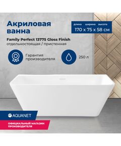 Купить Акриловая ванна Aquanet Family Perfect 170x75 13775 Gloss Finish (13775-gw) по цене 107730 руб., в Санкт-Петебруге в интернет магазине 100-Систем, а также дургие товары AQUANET из раздела Акриловые ванны и Ванны