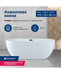 Купить Акриловая ванна Aquanet Delight 170x78 (208600) по цене 103744 руб., в Санкт-Петебруге в интернет магазине 100-Систем, а также дургие товары AQUANET из раздела Акриловые ванны и Ванны