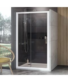 Купить Душевая дверь в нишу 110 см Ravak 10° 0ZVD0100Z1, transparent, белый (0zvd0100z1) по цене 93940 руб., в Санкт-Петебруге в интернет магазине 100-Систем, а также дургие товары RAVAK из раздела Душевые двери и Душевые двери, перегородки