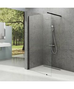 Купить Душевая перегородка 90х200 см Ravak Walk-In Wall GW9W70300Z1, transparent, черный (gw9w70300z1) по цене 43450 руб., в Санкт-Петебруге в интернет магазине 100-Систем, а также дургие товары RAVAK из раздела Душевые перегородки и Душевые двери, перегородки