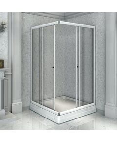 Купить Душевой угол 100 (квадратный), стеклянные шторки (прозрачные), поддон на раме-подставке с устройством слива, профиль белый (1-03-1-0-0-1190) по цене 61427 руб., в Санкт-Петебруге в интернет магазине 100-Систем, а также дургие товары RADOMIR из раздела Душевые ограждения и Душевые кабины и ограждения