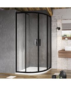Купить Душевой уголок полукруглый RAVAK Blix Slim BLSCP4-80 в черном профиле, прозрачное стекло (x3bm40300z1) по цене 67870 руб., в Санкт-Петебруге в интернет магазине 100-Систем, а также дургие товары RAVAK из раздела Душевые ограждения и Душевые кабины и ограждения