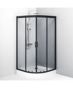 Купить Душевое ограждение AM.PM Gem 1/4 Rond 100x100 стекло прозрачное, профиль черный матовый W90G-401-100BT  (w90g-401-100bt) по цене 37490 руб., в Санкт-Петебруге в интернет магазине 100-Систем, а также дургие товары AM.PM из раздела Душевые ограждения и Душевые кабины и ограждения