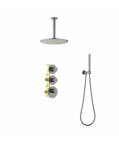 Купить Душевая система Timo Saona SX-2399/18SM скрытого монтажа, термостат, черное золото (sx-2399/18sm) по цене 91260 руб., в Санкт-Петебруге в интернет магазине 100-Систем, а также дургие товары TIMO из раздела Душевые комплекты встраиваемого монтажа и Душевые комплекты встраиваемого монтажа