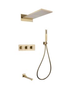 Купить Душевая система ABBER Daheim AF8253G скрытого монтажа с изливом, термостат, золото матовое (af8253g) по цене 121700 руб., в Санкт-Петебруге в интернет магазине 100-Систем, а также дургие товары ABBER из раздела Душевые комплекты встраиваемого монтажа и Душевые комплекты встраиваемого монтажа