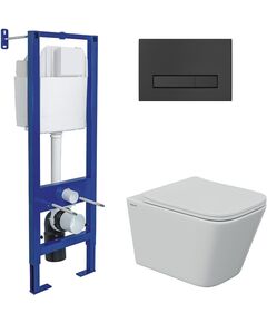 Купить Комплект BERGES: инсталляция АТОМ Line кнопка матовый хром, унитаз FLOE S Rimless 51 см, сидение дюропласт Floe S Slim SO, микролифт, быстросъём (043347) по цене 31700 руб., в Санкт-Петебруге в интернет магазине 100-Систем, а также дургие товары BERGES из раздела Готовые решения и Инсталляции